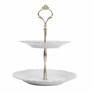 Porland 21 cm Queen Altın Yaldız 2 Katlı Kurabiye Tabağı