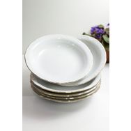 Porland Altın Yaldızlı Porselen 6'lı 19 cm Çukur Yemek Tabak