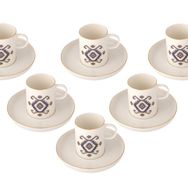 Porland Arabesque Desen 5 6 Kişilik 85 cc Kahve Takımı
