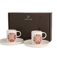Porland Arabesque Desen 6 2 Kişilik 85 cc Kahve Takımı