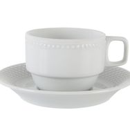 Porland Collet Beyaz 150 cc Tabaklı Çay Fincanı
