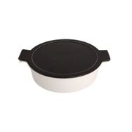 Porland Cookland Isıya Dayanıklı 2 lt Porselen Siyah Kapaklı Basık Tencere