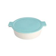 Porland Cookland Isıya Dayanıklı 2 lt Porselen Turkuaz Kapaklı Basık Tencere