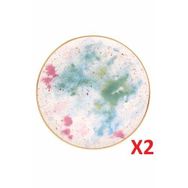 Porland Cosmos Desen 2'li 24 cm Düz Tabak