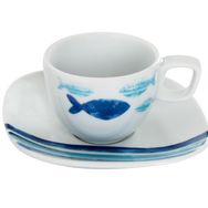 Porland Deep Blue 80 cc Desen 3 Tabaklı Kahve Fincanı