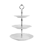 Porland Queen Platin 25 cm 3 Katlı Kurabiye Tabağı