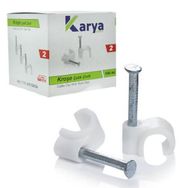 Powermaster 100'lü Paket Karya 2 Numara Çelik Çivili 6 mm Data Anten Kabloları İçin Kroşe