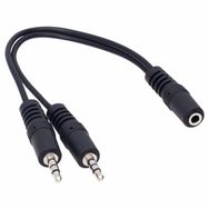 Powermaster 3.5 mm 20 cm Stereo Dişi-2x3.5 mm Stereo Erkek Y Kablo