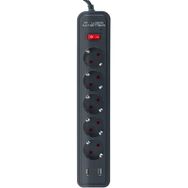 Powermaster PM-17565 2 Usb Çıkışlı 5'li 2 Metre Kablolu Akım Korumalı Priz