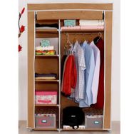 Prado Elit Bej Yandan Raflı Portatif Bez Dolap