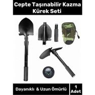 Premium Seri Cepte Taşıma Çantalı Katlanabilir Kamp Portatif Pusula Testere Kazma Kürek Deprem Seti