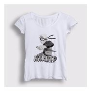 Presmono Beyaz Kunai Anime Naruto Kadın T-Shirt