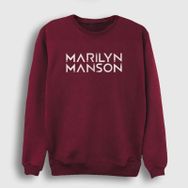 Presmono Logo Marilyn Manson Kırmızı Unisex Sweatshirt