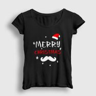 Presmono Mustache Merry Christmas Yılbaşı Kadın T-shirt