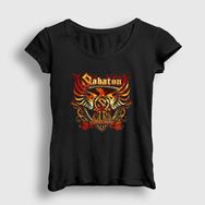 Presmono Siyah Arms Sabaton Kadın T-Shirt