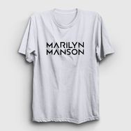 Presmono Unisex Logo Marilyn Manson Gri T-Shirt