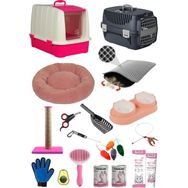 Pribor Lüx Pembe-Fuşya Kapalı Tuvaletli 20 Parça Kedi Başlangıç Seti