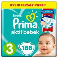 Prima Aktif Bebek No:3 Midi 186 Adet Bebek Bezi