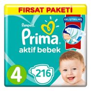 Prima Aktif Bebek No:4 Maxi 216 Adet Bebek Bezi