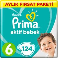 Prima Aktif Bebek No:6 XLarge 124 Adet Bebek Bezi