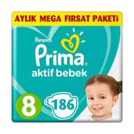 Prima Aktif Bebek No:8 XXXLarge 186 Adet Bebek Bezi