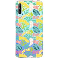 Printify Huawei P Smart Plus İle Uyumlu 1mm Kapak Memphis Desen Tasarımlı Şeffaf Silikon Cep Telefonu Kılıfı