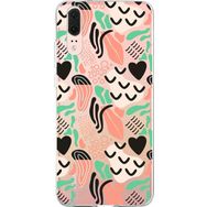 Printify Huawei P20 1 mm Memphis Yeşil Desen Şeffaf Silikon Cep Telefonu Kılıfı