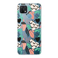 Printify Oppo A15 İle Uyumlu 1 mm Kapak Memphis Desen Tasarımlı Şeffaf Silikon Cep Telefonu Kılıfı