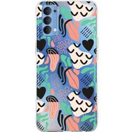 Printify Oppo Reno 4 İle Uyumlu 1 mm Kapak Memphis Desen Tasarımlı Şeffaf Silikon Cep Telefonu Kılıfı