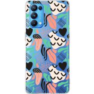 Printify Oppo Reno 5 Pro İle Uyumlu 1mm Kapak Memphis Desen Tasarımlı Şeffaf Silikon Cep Telefonu Kılıfı