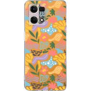 Printify Oppo Reno 7 İle Uyumlu 1 mm Kapak Memphis Desen Tasarımlı Şeffaf Silikon Cep Telefonu Kılıfı