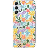 Printify Samsung Galaxy A34 İle Uyumlu 1mm Kapak Memphis Desen Tasarımlı Şeffaf Silikon Cep Telefonu Kılıfı