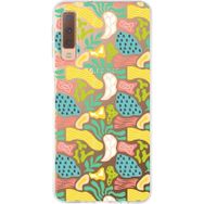 Printify Samsung Galaxy A7 2018 İle Uyumlu 1 mm Kapak Memphis Desen Tasarımlı Şeffaf Silikon Cep Telefonu Kılıf