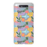 Printify Samsung Galaxy A80 İle Uyumlu 1mm Kapak Memphis Desen Tasarımlı Şeffaf Silikon Cep Telefonu Kılıfı