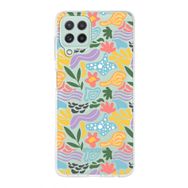 Printify Samsung Galaxy M22 İle Uyumlu 1mm Kapak Memphis Desen Tasarımlı Şeffaf Silikon Cep Telefonu Kılıfı