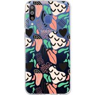 Printify Samsung Galaxy M30 İle Uyumlu 1mm Kapak Memphis Desen Tasarımlı Şeffaf Silikon Cep Telefonu Kılıfı