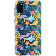 Printify Samsung Galaxy M30s İle Uyumlu 1mm Kapak Memphis Desen Tasarımlı Şeffaf Silikon Cep Telefonu Kılıfı