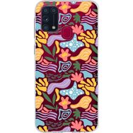 Printify Samsung Galaxy M31 İle Uyumlu 1mm Kapak Memphis Desen Tasarımlı Şeffaf Silikon Cep Telefonu Kılıfı