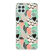 Printify Samsung Galaxy M32 İle Uyumlu 1mm Kapak Memphis Desen Tasarımlı Şeffaf Silikon Cep Telefonu Kılıfı