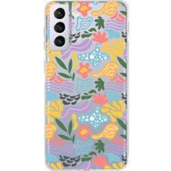 Printify Samsung Galaxy S21 Plus İle Uyumlu 1mm Kapak Memphis Desen Tasarımlı Şeffaf Silikon Cep Telefonu Kılıfı