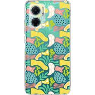 Printify Xiaomi Redmi Note 11E Uyumlu Kamera Korumalı Kapak Memphis Desen Tasarımlı Şeffaf Cep Telefonu Kılıfı