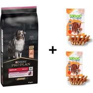 Pro Plan Adult Sensitive Somonlu 14 kg Yetişkin Köpek Maması + 2x80 gr Wooc Ödül