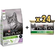 Pro Plan Hindili Kısırlaştırılmış +7 3 kg Yaşlı Kedi Maması + Proplan Sterilised Ton ve Somonlu 24x85 gr Kısırlaştırılmış Kedi Konservesi