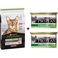 Pro Plan Morina ve Okyanus Balıklı 10 kg Kısırlaştırılmış Kuru Kedi Maması + 2x85 gr Pro Plan Somonlu Kısır Kedi Konservesi