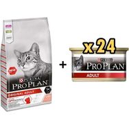 Pro Plan Somonlu 10 kg Yetişkin Kedi Maması + 24x85 gr Adult Tavuk Etli Yetişkin Kedi Konservesi