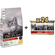 Pro Plan Tavuklu 1.5 kg Yetişkin Kedi Maması + 24x85 gr Adult Tavuk Etli Yetişkin Kedi Konservesi
