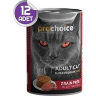 Prochoice 12x400 gr Sığır Etli Tahılsız Pate Yetişkin Kedi Konservesi