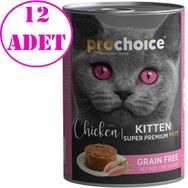 Prochoice 12x400 gr Tavuk Etli Tahılsız Pate Yavru Kedi Konservesi