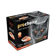 Prochoice 12x85 gr Yetişkin Kediler İçin Tahılsız Jöle İçinde Somon ve Ciğer Parça Etli Yaş Mama