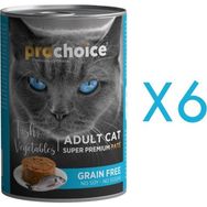 ProChoice Balık Etli Sebzeli Şekersiz Tahılsız Ezme 400 gr 6 Adet Yetişkin Kedi Konservesi